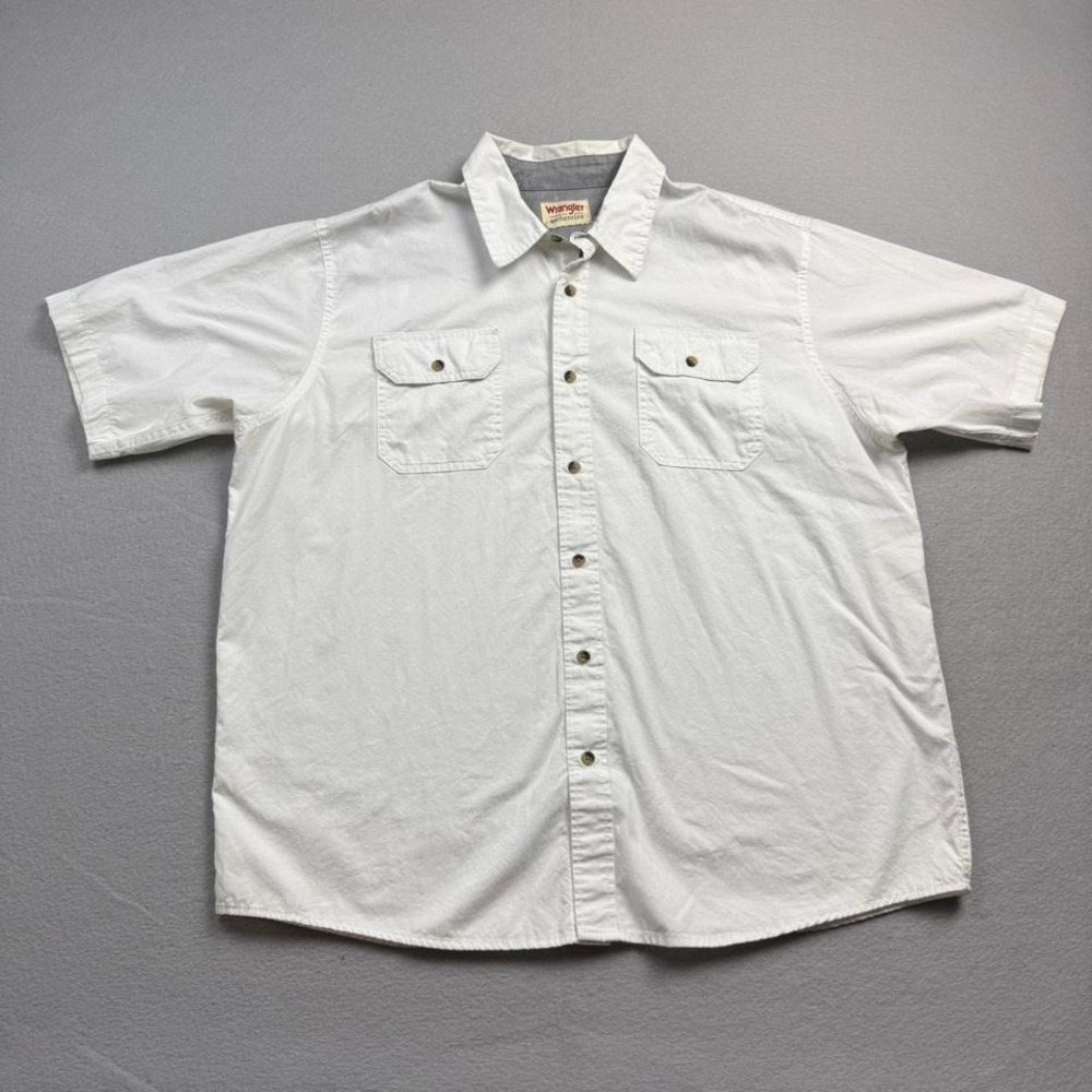 Wrangler Authentics Button Up Shirt White Short Sleeve Workwear XL